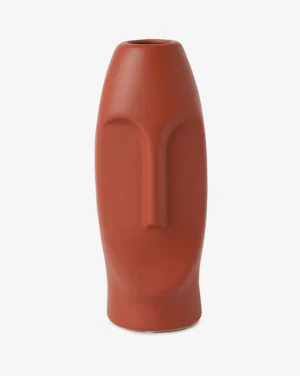 Red Solid Face Shaped Ceramic Vase