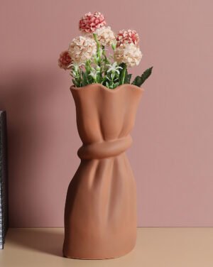 Brown Solid Abstract Ceramic Vase
