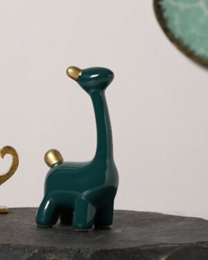 Green With Gold Giraffe Shaped Ceramic Showpiece Small