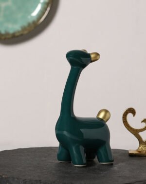 Green With Gold Giraffe Shaped Ceramic Showpiece Extra Small