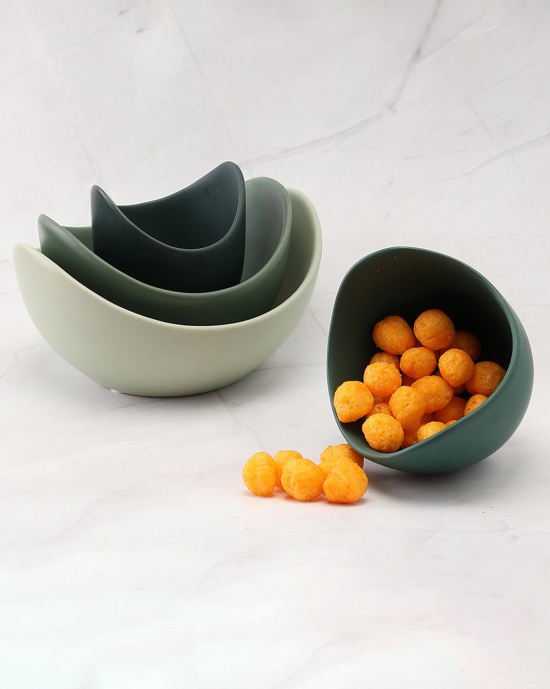 Multi-Colour Solid Ceramic Serveware Bowl Set | Pack Of 4