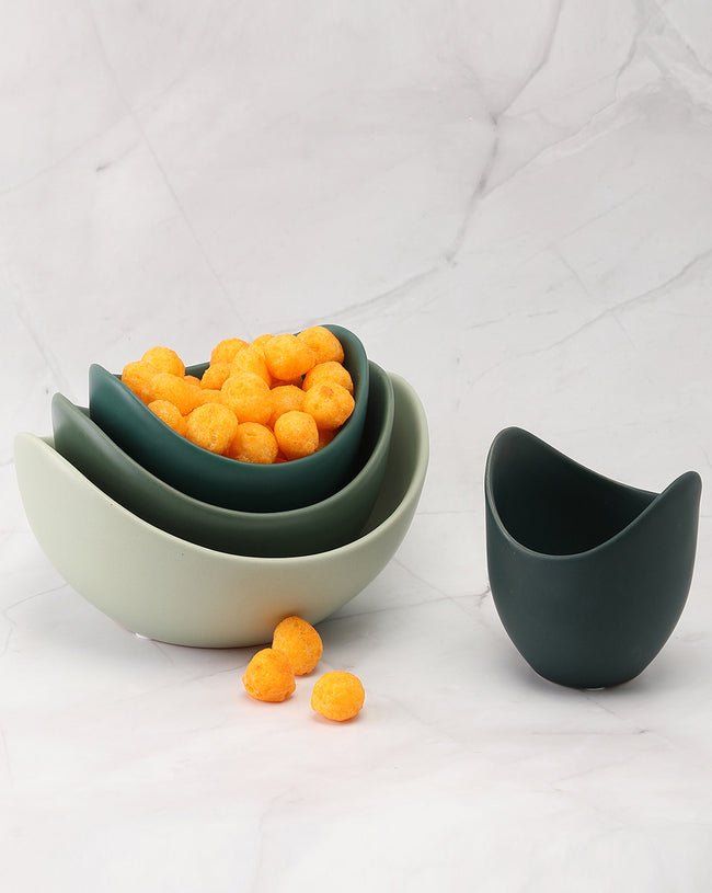 Multi-Colour Solid Ceramic Serveware Bowl Set | Pack Of 4 - Image 2