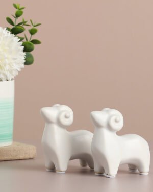 White Sheep Ceramic Showpiece