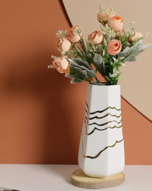 White Printed Minimalistic Ceramic Vase