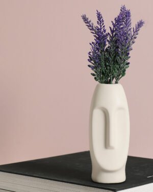 White Solid Face Shaped Ceramic Vase