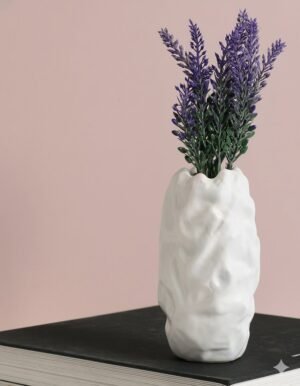 Large White Pleated Vase