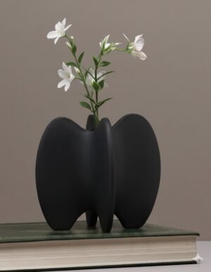 Black Modern Wave Ceramic Vase