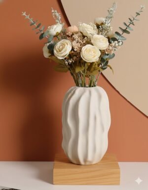 Small Beige Embossed Vase