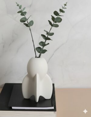 Small Sculptural White Ceramic Abstract Vase