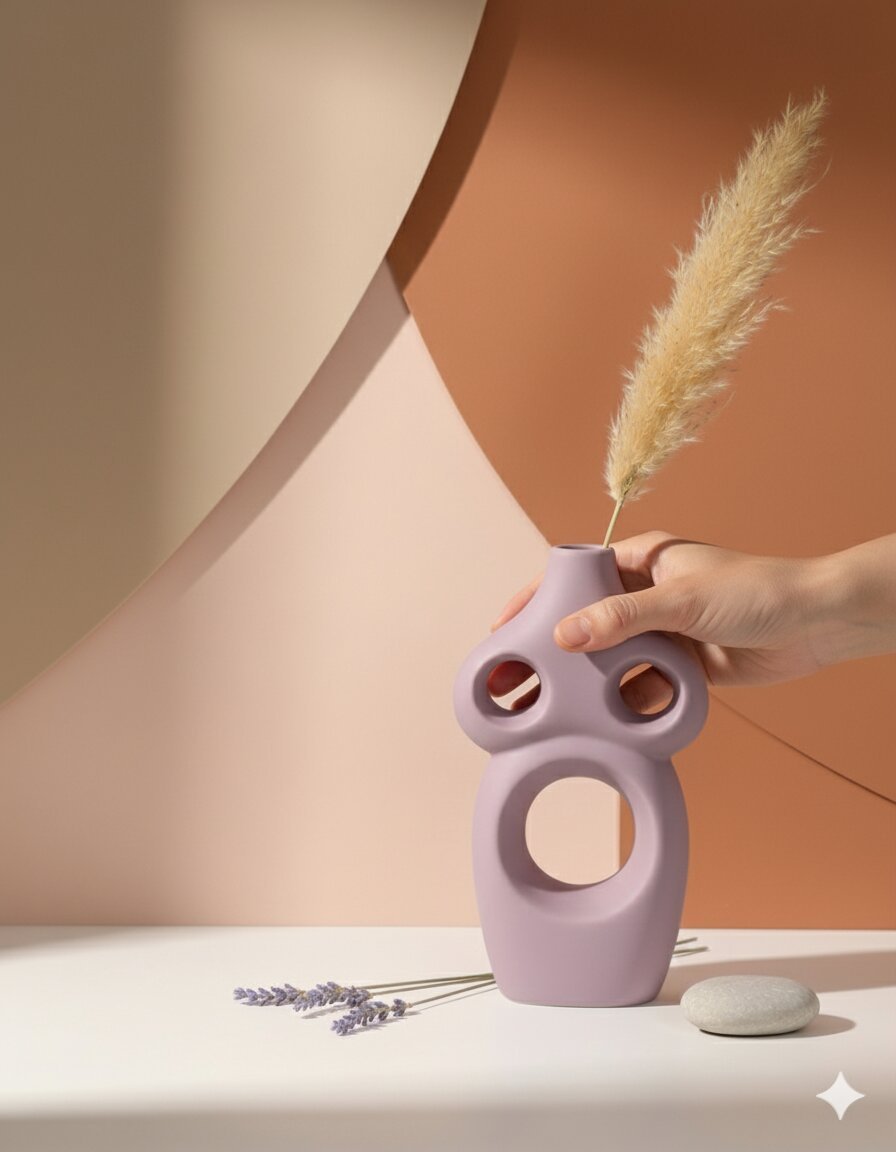 Matte Purple Three-Hole Vase - Image 2