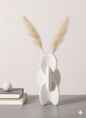 Large Sculptural White Ceramic Abstract Vase