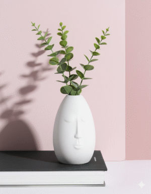 Human Face Element Embryo Vase White