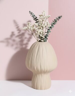 Beige Mushroom-Shaped Ceramic Vase