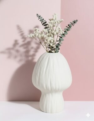 White Mushroom-Shaped Ceramic Vase