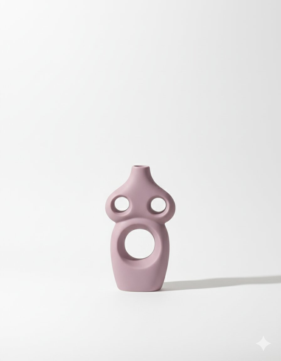 Matte Purple Three-Hole Vase - Image 3
