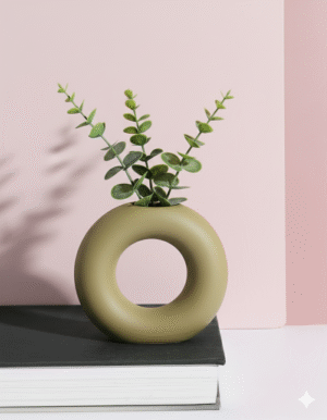 Khaki Plain Donut Embryo Ceramic Vase