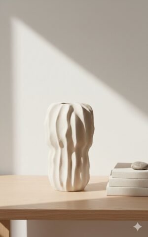 Large Beige Embossed Vase