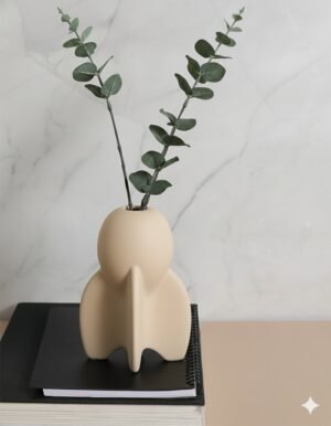 Small Sculptural Cream Ceramic Abstract Vase