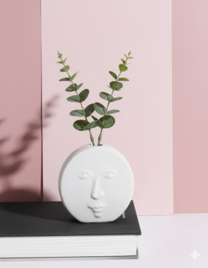 Human Face Embryo Round Vase White