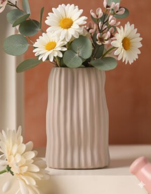 Grayish-Brown Vertical Striped Vase