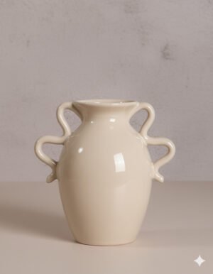 Shiny Beige Double-Eared Vase