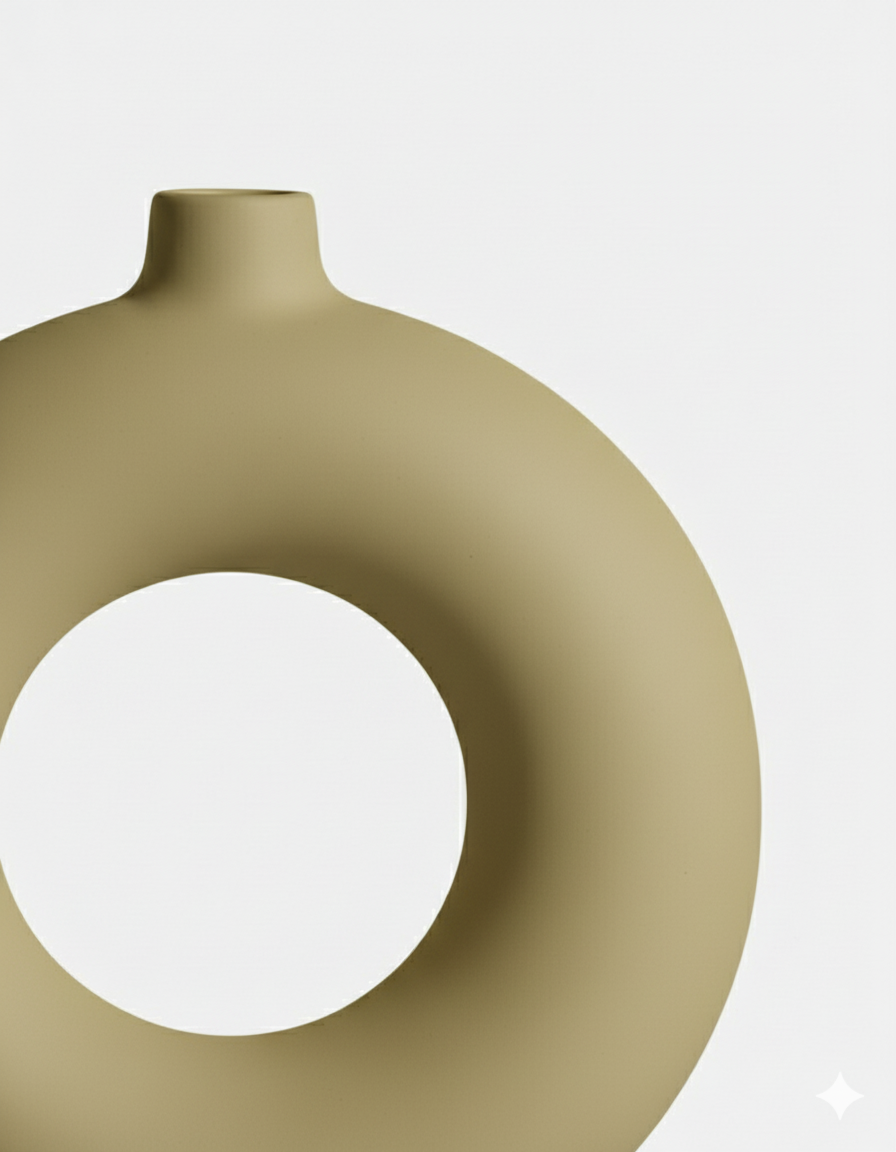 Khaki Plain Donut Embryo Ceramic Vase - Image 4