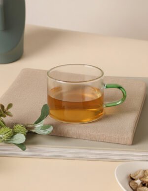 Minimalist Glass Tasting Cup with Emerald Green Handle (120ml)