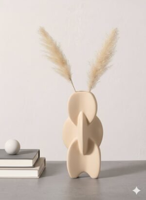 Large Sculptural Cream Ceramic Abstract Vase