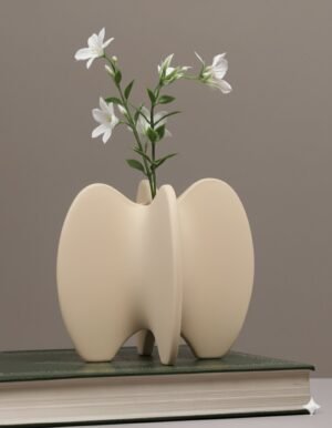 Cream Modern Wave Ceramic Vase