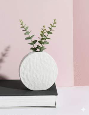 White Plain Circle Ceramic Embryo Vase