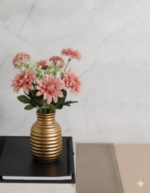 Small Gold Vase with Imitation Hand-Molded Horizontal Pattern