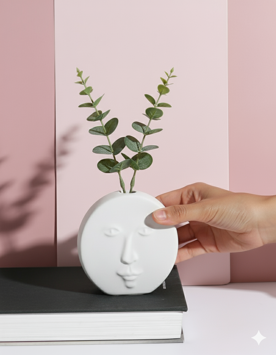 Human Face Embryo Round Vase White - Image 2