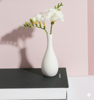 Modern White Trumpet Mini Ceramic Bud Vase Medium