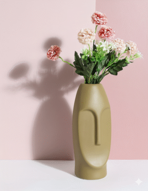 Khaki Solid Face Shaped Ceramic Vase