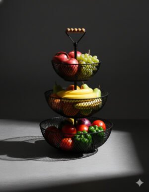 3-Tiered Iron Mesh Countertop Storage Basket