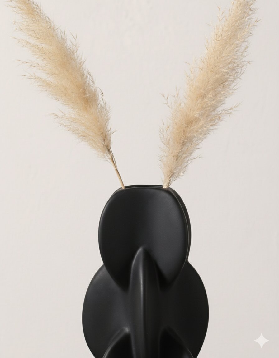 Large Sculptural Black Ceramic Abstract Vase - Image 4