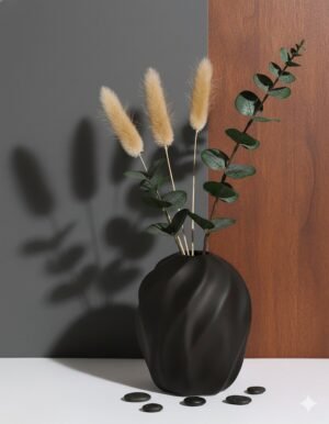 Small Black Pleated Vase