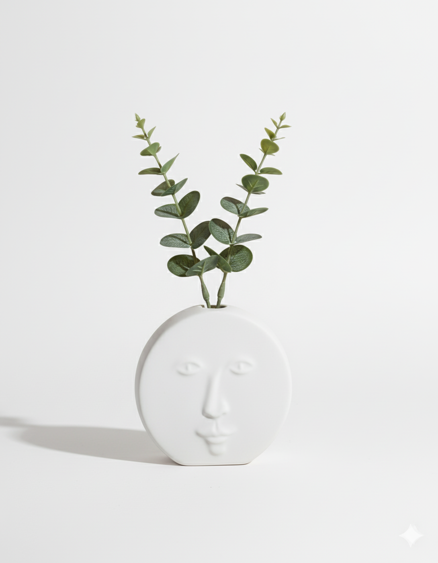 Human Face Embryo Round Vase White - Image 4