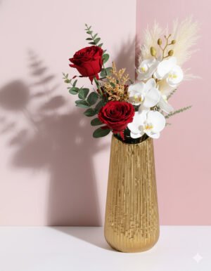 Medium Vertical Gold Vase