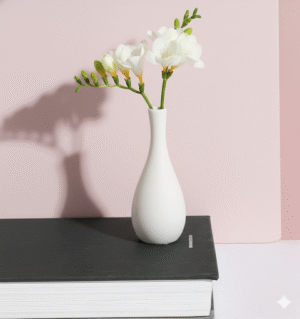 Modern White Trumpet Mini Ceramic Bud Vase Small