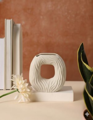 Square Vase with Concave and Convex Patterns