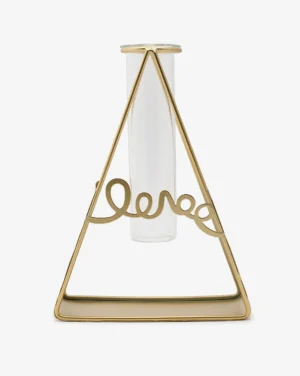 Gold Solid Triangle Metal Glass Test Tube Vase