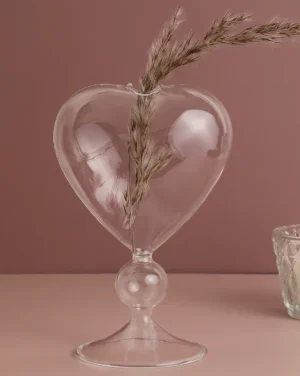 Transparent Solid Heart Shaped Glass Vase