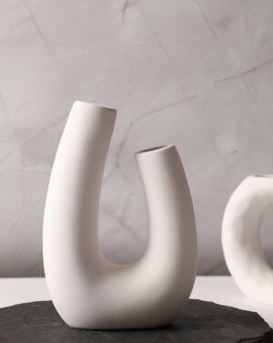 White Abstract Ceramic Vase