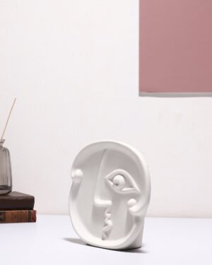 White Solid Face Shaped Minimalistic Ceramic Vase