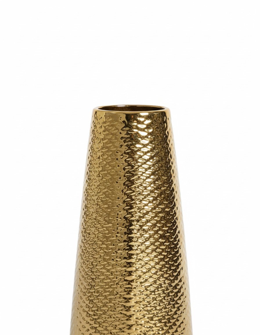 Medium Electroplated Gold Twill Edge Vase - Image 2