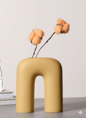 Earth Yellow Archway Astract Shaped Ceramic Vase