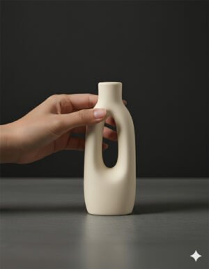 Small Yellowish-White Tall Vase