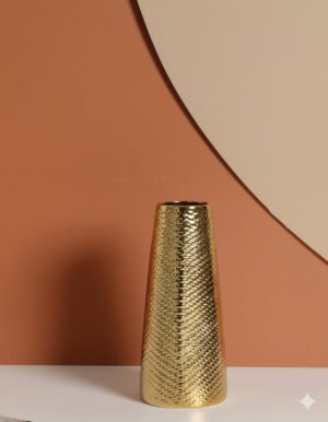 Medium Electroplated Gold Twill Edge Vase