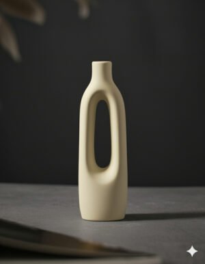 Large Yellowish-White Tall Vase